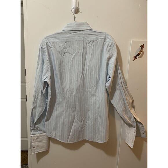 Takumi Japan Shirt Mens Large Dress Oxford Button‎ Up Suit French Cuff Stripe - Picture 9 of 12